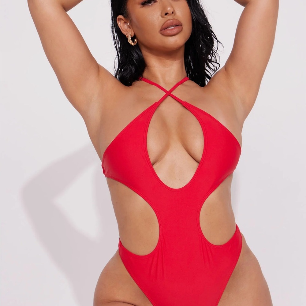 Red Cutout One-Piece Swimsuit